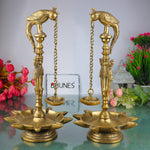 Brass Table Lamp, Pooja Diya, Deepam, Lamps, Deep, Deepa, Puja Deepak For Home Décor Set Of 2