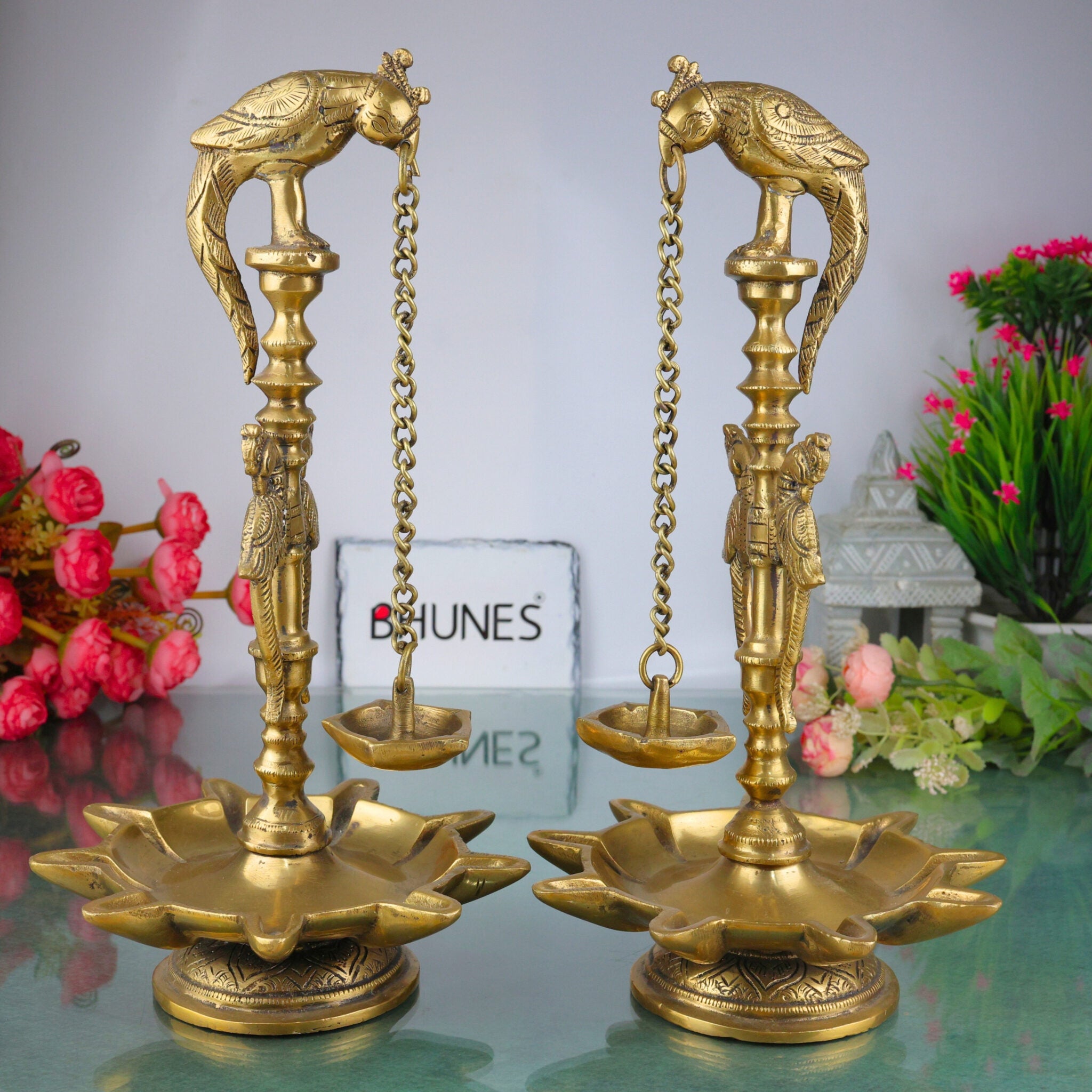Brass Table Lamp, Pooja Diya, Deepam, Lamps, Deep, Deepa, Puja Deepak For Home Décor Set Of 2