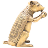 Brass Rat Idol, Mushak Murti, Mooshak Pittal Figurine, Chuha Statue for Home, Temple, Puja & Gifting,Gold, 9 Inch, 1 Piece