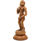 Handmade Panchaloha Hanuman Idol – South Indian Pandya Style Bronze Anjaneya Murti | Bajrang Bali Veer Maruti Statue for Pooja & Temple, Brown, 19.5 Inch, 1 Piece