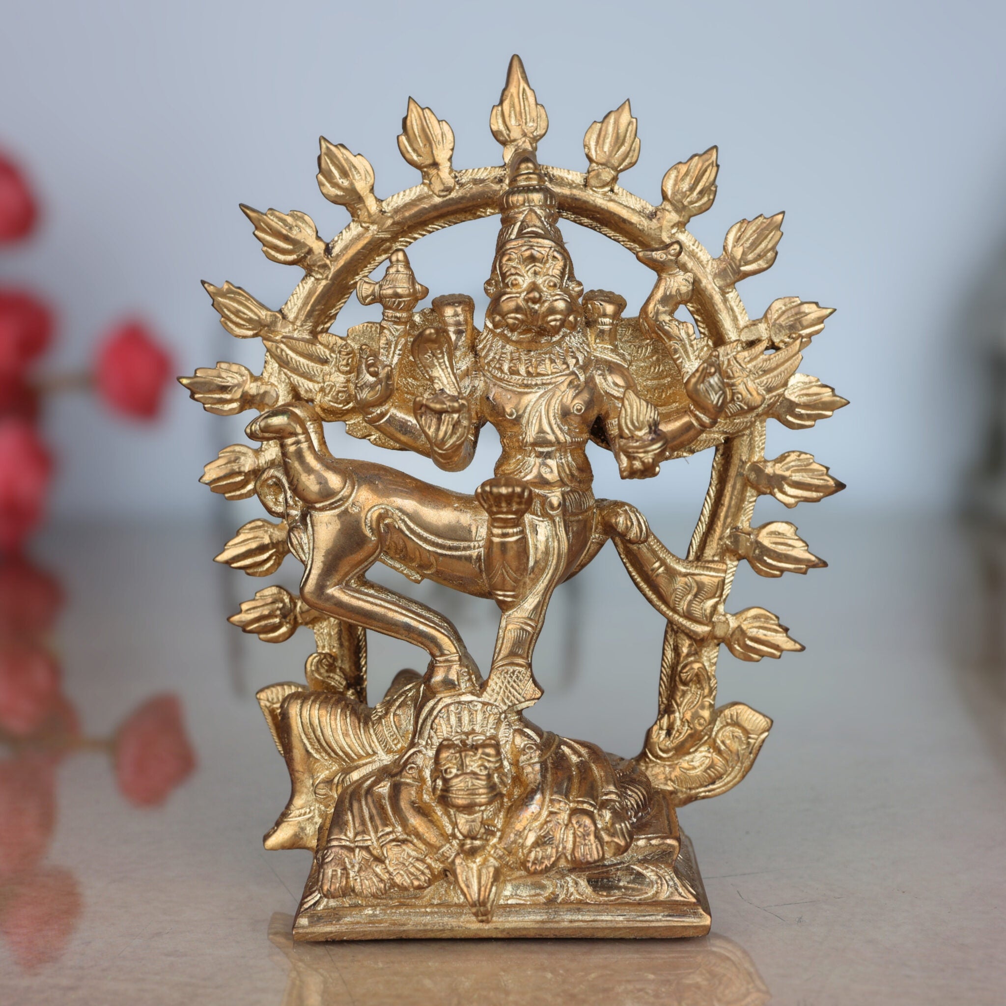 Handcrafted Bronze Lord Sharabha Idol