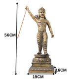 Bhunes Brass Bahubali Idol, Hindu King Sculpture,Gold, 22.5 Inch, 1 Piece
