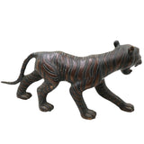 Brass Handcrafted Tiger Idol | Sher Vyaghra Puli Peetal Sculpture for Home, Temple & Decor,Brown, 6.5 Inch, 1 Piece
