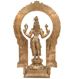 Handcrafted Bronze Bhuvaneshwari Idol | Panchaloha Adi Shakti Murti of Rajarajeshwari, Tripura Sundari, Lalita Devi | South Indian Chola Art Sculpture,Gold, 17.5 Inch, 1 Piece