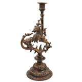 Brass Yali Candle Holder Stand – Handcrafted Lion (Sher) Pooja Deepam Stand for Temple, Diya, and Home Decor, Brown, 13 Inch, 1 Piece
