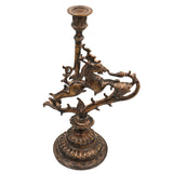 Brass Yali Candle Holder Stand – Handcrafted Lion (Sher) Pooja Deepam Stand for Temple, Diya, and Home Decor, Brown, 13 Inch, 1 Piece