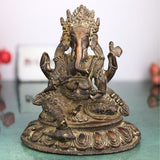 Handcrafted Brass Ganesha Idol | Ganpati Vinayaka Pital Murti for Pooja Room, Home Temple & Decor | Vighnaharta Pillaiyar Ganapati Statue by Bhunes