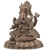 Handcrafted Brass Ganesha Idol | Ganpati Vinayaka Pital Murti for Pooja Room, Home Temple & Decor | Vighnaharta Pillaiyar Ganapati Statue by Bhunes,Brown, 9 Inch, 1 Piece