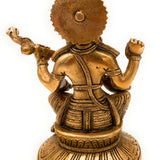 Brass Saraswati Idol, Maa Saraswati Murti, Vidya Devi Statue, Sharada Vagdevi Pratima, Veena Dhari Moorti for Puja & Home Decor, Gold, 7 Inch, 1 Piece
