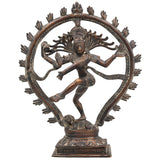 Brass Nataraja Idol, Lord of Cosmic Dance, Adalvallan, Koothan, Natesa, Ananda Tandava Shiva Murti, Handcrafted for Home, Temple, Puja & Gifting,Brown, 12 Inch, 1 Piece