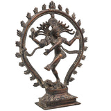 Brass Nataraja Idol, Lord of Cosmic Dance, Adalvallan, Koothan, Natesa, Ananda Tandava Shiva Murti, Handcrafted for Home, Temple, Puja & Gifting,Brown, 12 Inch, 1 Piece