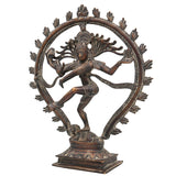 Brass Nataraja Idol, Lord of Cosmic Dance, Adalvallan, Koothan, Natesa, Ananda Tandava Shiva Murti, Handcrafted for Home, Temple, Puja & Gifting,Brown, 12 Inch, 1 Piece