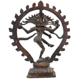 Brass Nataraja Idol, Lord of Cosmic Dance, Adalvallan, Koothan, Natesa, Ananda Tandava Shiva Murti, Handcrafted for Home, Temple, Puja & Gifting,Brown, 12 Inch, 1 Piece