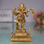 Handcrafted Brass Ganpati Ganesh Idol | Vinayaka Pital Murti for Home Temple Office Decor | Vighnaharta Gajanana Statue 