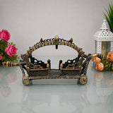 Brass Antique Doli Pallaki Palanquin for Deity Idol Pooja, Temple Decor, Gifting, Handcrafted Traditional Chola Art, Brown, 5 Inch, 1 Piece
