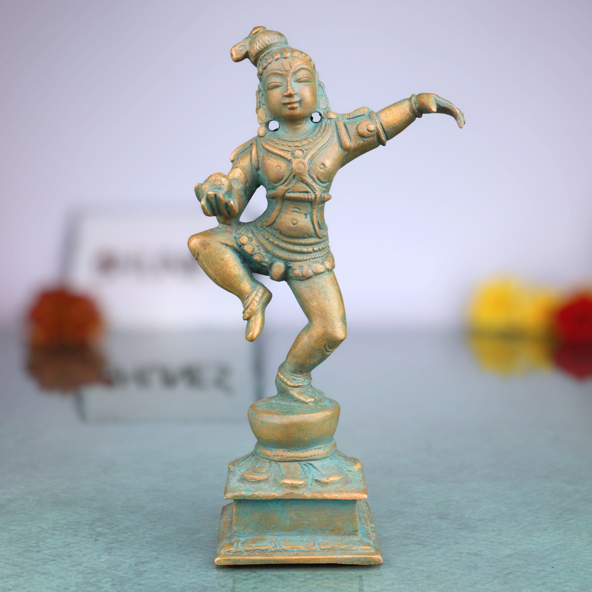 Exquisite Bronze Lord Krishna Idol