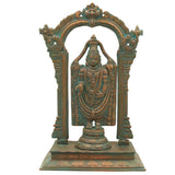 Handmade Bronze Tirupati Balaji Idol | Panchaloha Vishnu Statue | Govinda Murti with Prabhavali & Peetam | Temple Quality Venkateswara Sculpture,Brown, 13 Inch, 1 Piece