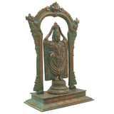 Handmade Bronze Tirupati Balaji Idol | Panchaloha Vishnu Statue | Govinda Murti with Prabhavali & Peetam | Temple Quality Venkateswara Sculpture,Brown, 13 Inch, 1 Piece