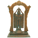 Handmade Bronze Tirupati Balaji Idol | Panchaloha Vishnu Statue | Govinda Murti with Prabhavali & Peetam | Temple Quality Venkateswara Sculpture,Brown, 13 Inch, 1 Piece