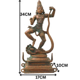 Bronze Krishna on Kaliya Nag Idol, Panchaloha Gopal Murti, nag Krishna Vigaraham for Pooja, Home Decor, Temple Sculpture ,Brown, 13.5 Inch, 1 Piece
