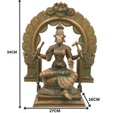 Handcrafted Bronze Varahi Devi Idol | Panchaloha Varahi Sculpture for Home Temple, South India Chola Art, Ashtadhatu & Brass Varahi Amman Statue,Brown, 13.5 Inch, 1 Piece