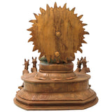 Bronze Surya Dev Rath Idol with Seven Horses, Handcrafted Panchaloha, Ashtadhatu Surya Bhagwan Chariot Sculpture for Temple, Home Decor & Spiritual Puja,Brown, 13.5 Inch, 1 Piece