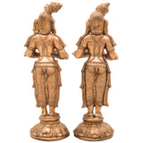 Handcrafted Bronze Panchaloha Deepalakshmi Deepam Lady Idol Set – Vilakku Lakshmi | Jyoti Lakshmi | Chola Art Temple Decor,Gold, 7.5 Inch, 1 Piece