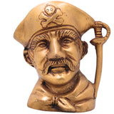 Brass Face Shaped Pen Holder, Peetal Murti Desk Organizer, Pital Moorti Pen Stand, Handcrafted Velli Pittal Office Decor,Gold, 4 Inch, 1 Piece