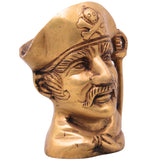 Brass Face Shaped Pen Holder, Peetal Murti Desk Organizer, Pital Moorti Pen Stand, Handcrafted Velli Pittal Office Decor,Gold, 4 Inch, 1 Piece