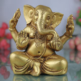 Handcrafted Brass Ganesha Idol | Vinayaka Ganpati Murti | Peetal Ganapati Statue for Home Temple Pooja Decor