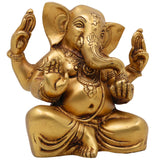 Handcrafted Brass Ganesha Idol | Vinayaka Ganpati Murti | Peetal Ganapati Statue for Home Temple Pooja Decor,Gold, 6.5 Inch, 1 Piece