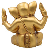 Handcrafted Brass Ganesha Idol | Vinayaka Ganpati Murti | Peetal Ganapati Statue for Home Temple Pooja Decor,Gold, 6.5 Inch, 1 Piece