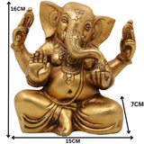 Handcrafted Brass Ganesha Idol | Vinayaka Ganpati Murti | Peetal Ganapati Statue for Home Temple Pooja Decor,Gold, 6.5 Inch, 1 Piece