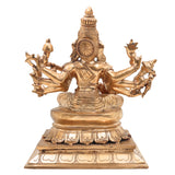 Handcrafted Panchaloha Raja Matangi Devi Idols, Bronze Rajamatangi, Mantrini Devi, Raja Shyamala Mahavidya Saraswati Statue for Temple, Puja & Home Decor,Gold, 9 Inch, 1 Piece