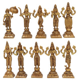 Premium Brass Vishnu Dashavatara Idol Set – Ten Avatars Murti of Vishnu (Matsya, Kurma, Varaha, Narasimha, Vamana, Parashurama, Rama, Balarama, Krishna, Kalki) for Home, Temple, Pooja Room & Office Decor,Gold, 6 Inch, 1 Piece