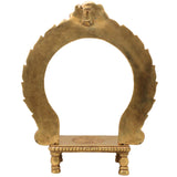 Brass Chowki with Prabhavali, Deity Singhasan Peetha Bajot for Mandir Pooja, Idol Aasan with Arch, Gold, 14.5 Inch, 1 Piece