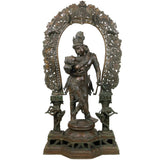 Panchaloha Bronze Radha Krishna Idol Radha Govind,Handcrafted  Radha Madhav, Radha Shyam, Radha Kunj Bihari, Radha Damodar, Radha Ras Bihari Statue for Home & Temple,Gold, 38.5 Inch, 1 Piece