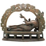 Bronze Feeding Yashoda with Baby Krishna Idol, Panchaloha Chola Art Bala Gopala, Kanha, Ladoo Gopal, Natkhat Krishna Temple Statue,Gold, 17 Inch, 1 Piece