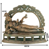 Bronze Feeding Yashoda with Baby Krishna Idol, Panchaloha Chola Art Bala Gopala, Kanha, Ladoo Gopal, Natkhat Krishna Temple Statue,Gold, 17 Inch, 1 Piece