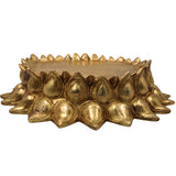Bhunes Brass Lotus Shaped Pooja Chowki for Kalash and Deity, Handcrafted Mandir Bajot, Big Kamal Sinhasan Stand, Devotional Brass Platform for Temple, Home Decor, Rituals, Gold, 3 Inch, 1 Piece
