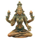 Handmade Panchaloha Bronze Mahalakshmi Idol | Goddess Maha lakshmi Narayani Kamala Devi Statue for Pooja, Temple & Home Decor, Brown, 7 Inch, 1 Piece