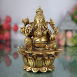 Handcrafted Brass Ganesh Idol | Vinayaka Ganpati Murti for Home Temple Decor | Pital Gajanana Statue | Vighnaharta Siddhivinayak Pooja Showpiece by Bhunes