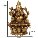 Handcrafted Brass Ganesh Idol | Vinayaka Ganpati Murti for Home Temple Decor | Pital Gajanana Statue | Vighnaharta Siddhivinayak Pooja Showpiece by Bhunes,Gold, 6 Inch, 1 Piece