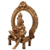 Panchaloha Handcrafted Annapurna Devi Sitting Idol – Bronze Goddess Annapoorna Murti for Home Temple & Decor, Brown, 15 Inch, 1 Piece