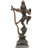 Lord Krishna Kaliya Mardan Idol, Brass Krishna Murti, Gopal Vigraha, Balakrishna Statue, Radha Krishna Pooja Murti for Home & Temple Decor,Brown, 6 Inch, 1 Piece