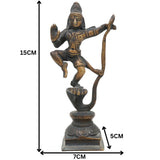 Lord Krishna Kaliya Mardan Idol, Brass Krishna Murti, Gopal Vigraha, Balakrishna Statue, Radha Krishna Pooja Murti for Home & Temple Decor,Brown, 6 Inch, 1 Piece
