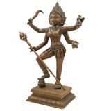Handcrafted Bronze Mahakali Idol | Panchaloha Kali Mata Murti | Shmashana Kalika Devi Sculpture for Temple & Home Decor – 12.1 KG,Brown, 19 Inch, 1 Piece