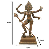 Handcrafted Bronze Mahakali Idol | Panchaloha Kali Mata Murti | Shmashana Kalika Devi Sculpture for Temple & Home Decor – 12.1 KG,Brown, 19 Inch, 1 Piece