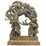 Handcrafted Panchaloha Bronze Radha Krishna Idol – Chola Art Murti for Pooja, Temple, Home Decor & Spiritual Gifting, Brown, 16 Inch, 1 Piece