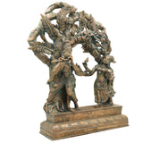 Handcrafted Panchaloha Bronze Radha Krishna Idol – Chola Art Murti for Pooja, Temple, Home Decor & Spiritual Gifting, Brown, 16 Inch, 1 Piece